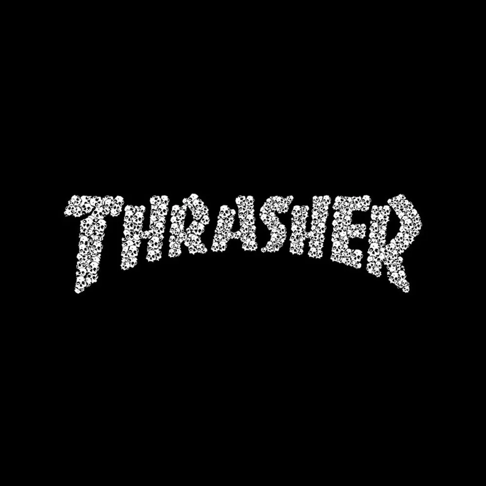 Thrasher Skulls Sweatpants - Black WrinkleFreeFabric DoubleLayeredHem