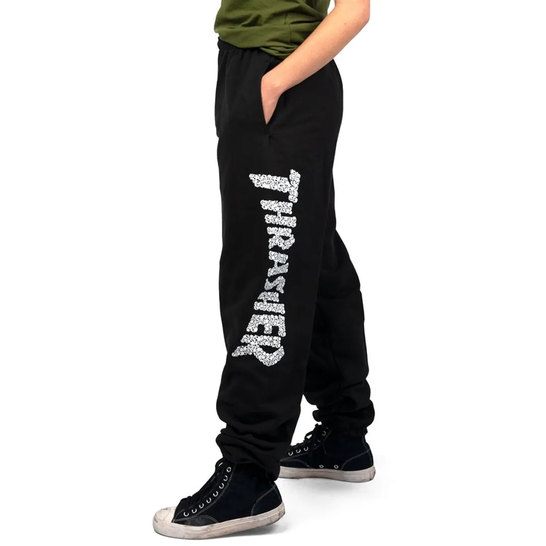 Comfortable Layers NonIrritatingStitching Thrasher Skulls Sweatpants - Black