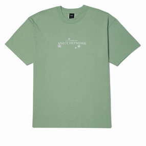 Sporty Style Wear Pilling Resistant Finish HUF Unity Network T-Shirt - Basil
