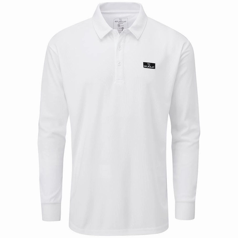 PocketDetail Solid color purity Stuburt Active Long Sleeve Polo Shirt - White