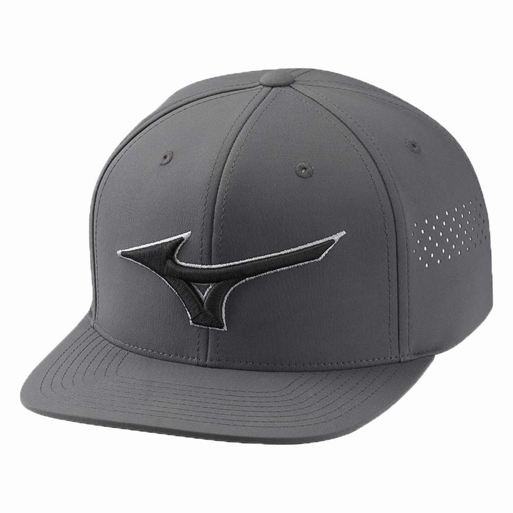 Ultra Comfy Mizuno Tour Flat Snapback Cap - Dark Charcoal