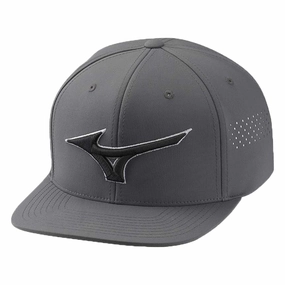 Ultra Comfy Mizuno Tour Flat Snapback Cap - Dark Charcoal