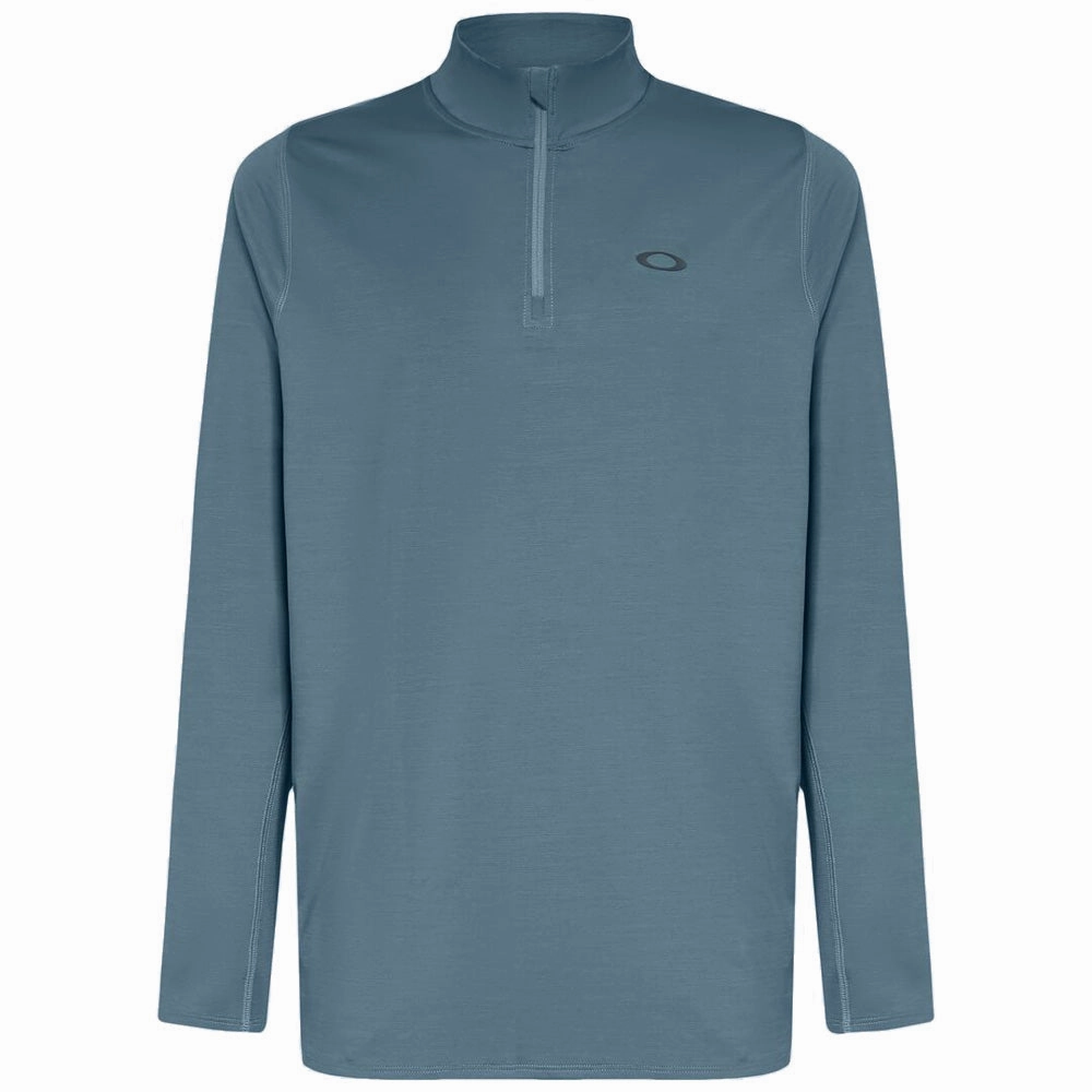Logo Emblem Soft Texture Oakley Gravity Range 1/4 Zip Pullover - Copen Blue Heather