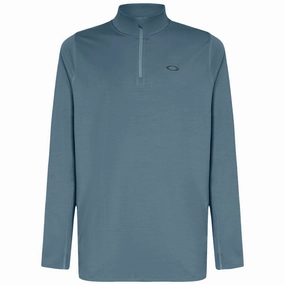 Logo Emblem Soft Texture Oakley Gravity Range 1/4 Zip Pullover - Copen Blue Heather