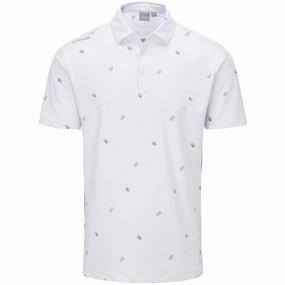 Ping Two Tone SensorCool Polo Shirt - White/Cool Lilac Boat Neck High Density Fabric