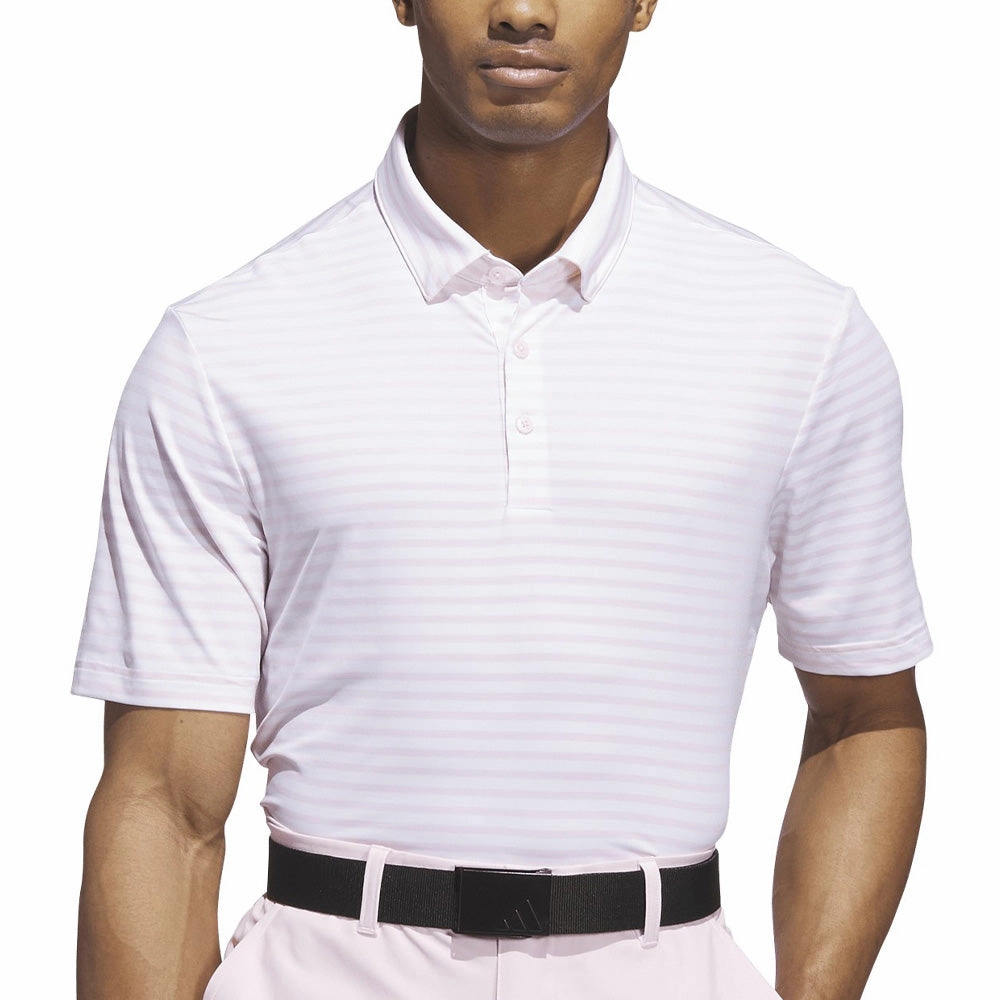 adidas Ultimate365 Stripe Polo Shirt - Clear Pink/White Thermal regulation Relaxed Look