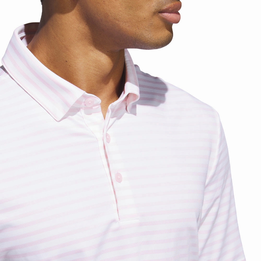 Casual Layer Look adidas Ultimate365 Stripe Polo Shirt - Clear Pink/White