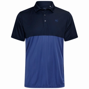 All-Season Comfort Wear Non Toxic Materials Puma Pure 2.0 Colorblock Polo Shirt - Blue Crystal/Deep Navy