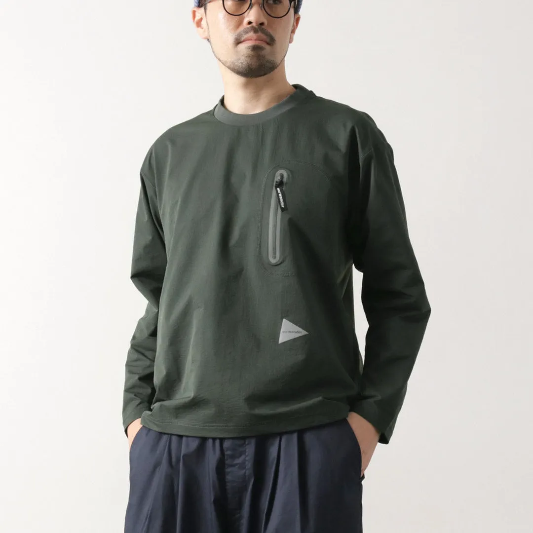AND WANDER / Hybrid Warm Pocket Long Sleeve T-Shirt AntiStatic Properties