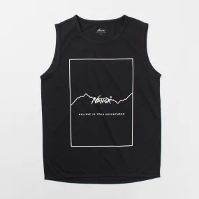 Curved Hem SeamlessSidePanels NANGA / Dry mix frame logo tank top T-shirt