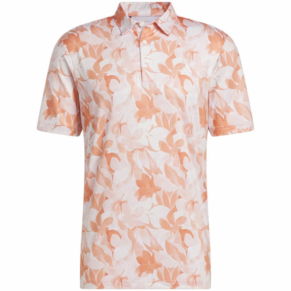 adidas Floral Polo Shirt - Coral Fusion/Pantone/White Textured Surface