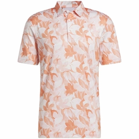 adidas Floral Polo Shirt - Coral Fusion/Pantone/White Textured Surface