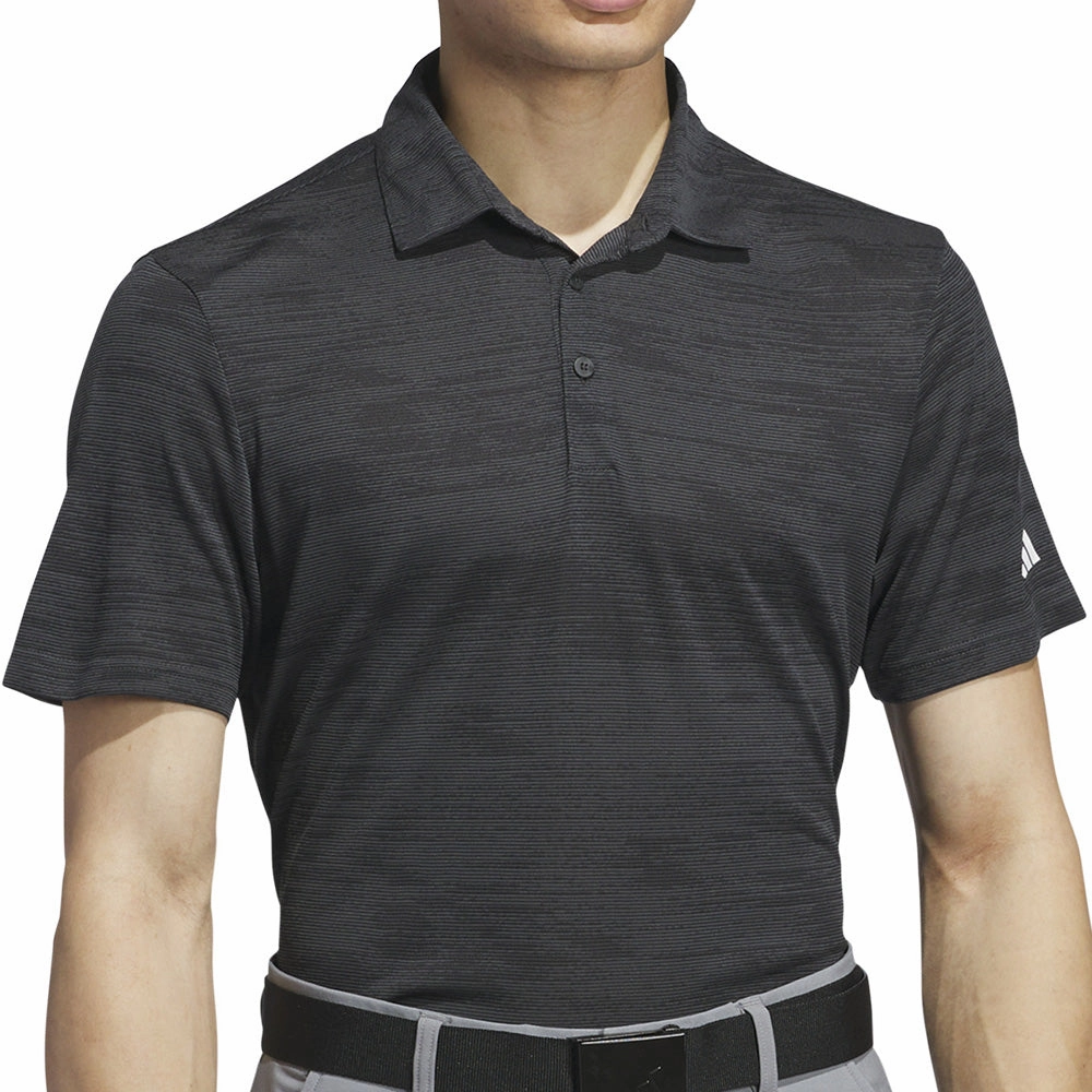 Layered Sleeve Reinforced Collar adidas Ultimate365 Textured Stripe Polo Shirt - Carbon/Black