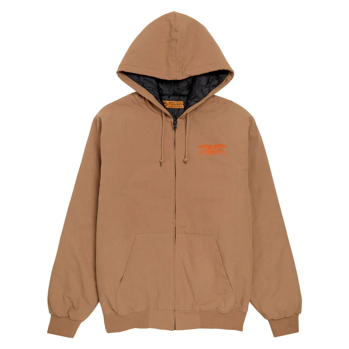 Anti-Hero Basic Eagle Ripstop Hooded Jacket - Brown Soft Lining Shrink Resistant Treatment