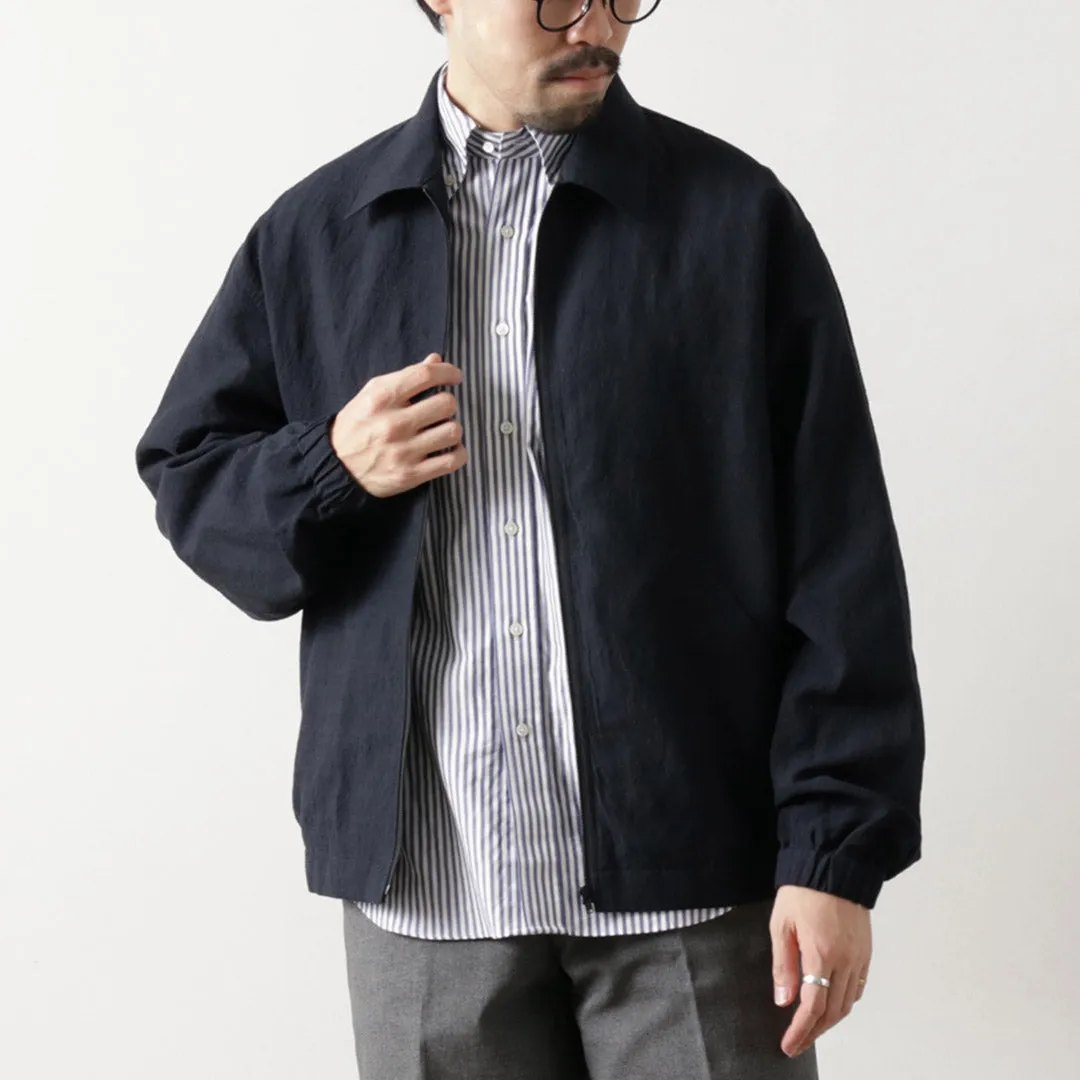 FUJITO / Linen Wool Tropical Zip Blouson Kangaroo Pocket
