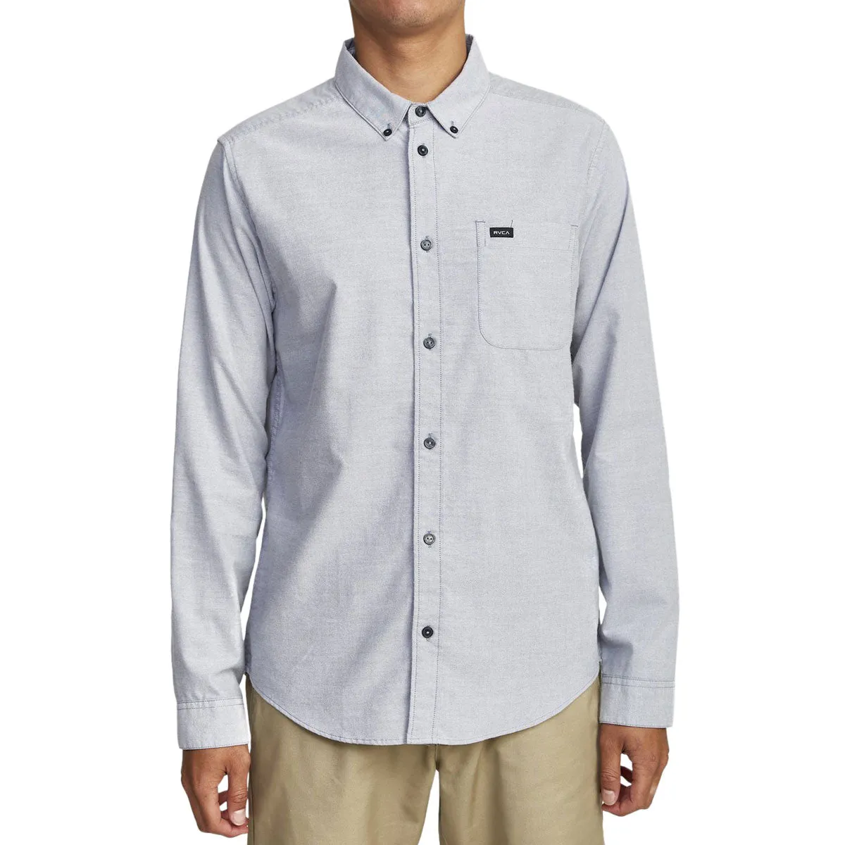 Gym Appropriate Anti Pill Technology RVCA Thatll Do Stretch Long Sleeve Woven Shirt - Pavement