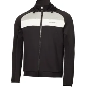 Reinforced Zippers Soft Shell Material Calvin Klein Fracture Hooded Full Zip Jacket - Black