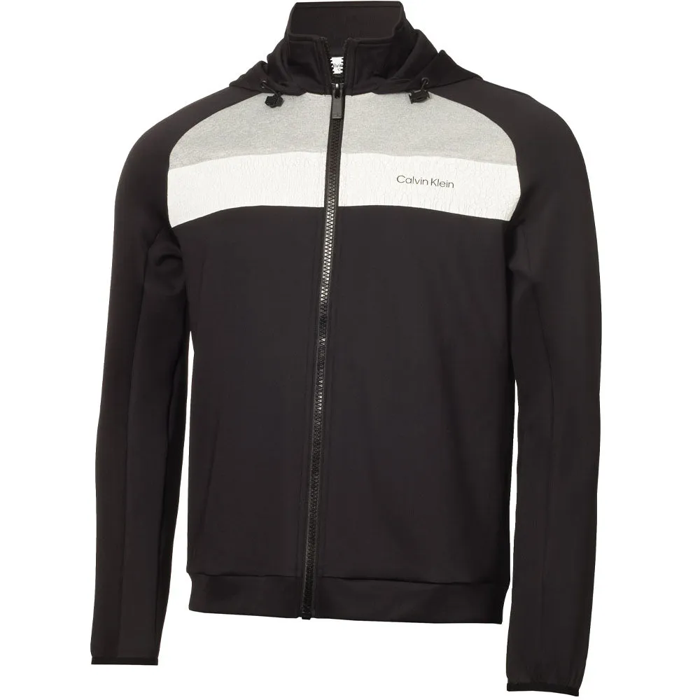 Reinforced Zippers Soft Shell Material Calvin Klein Fracture Hooded Full Zip Jacket - Black