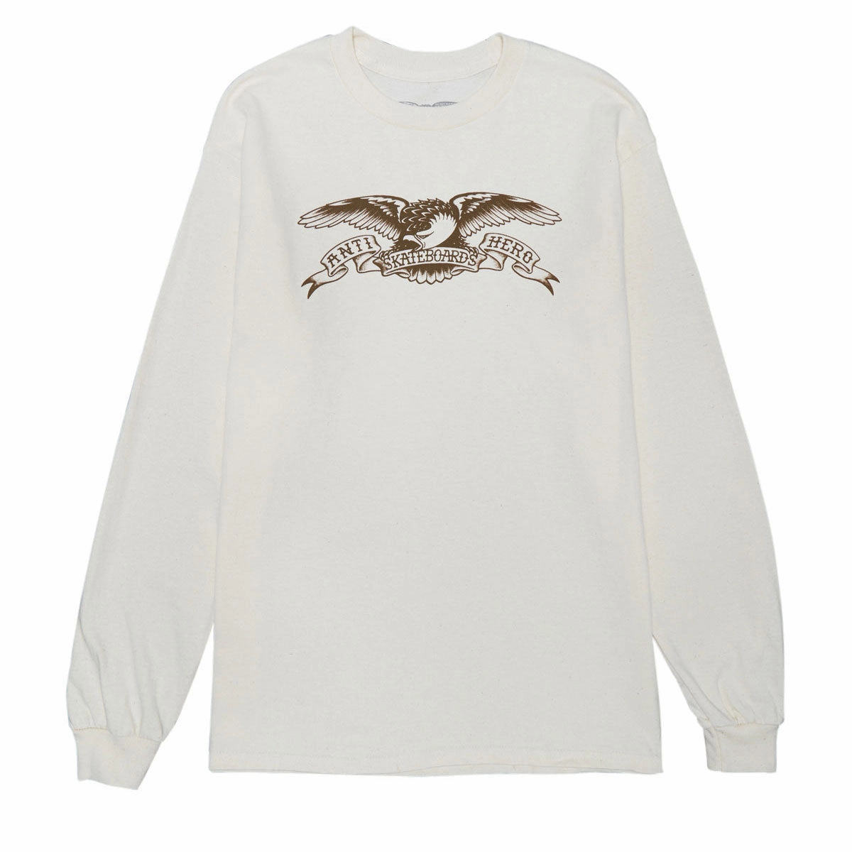 Anti-Hero Basic Eagle Long Sleeve T-Shirt - Cream/Brown Moisture Management Fabric
