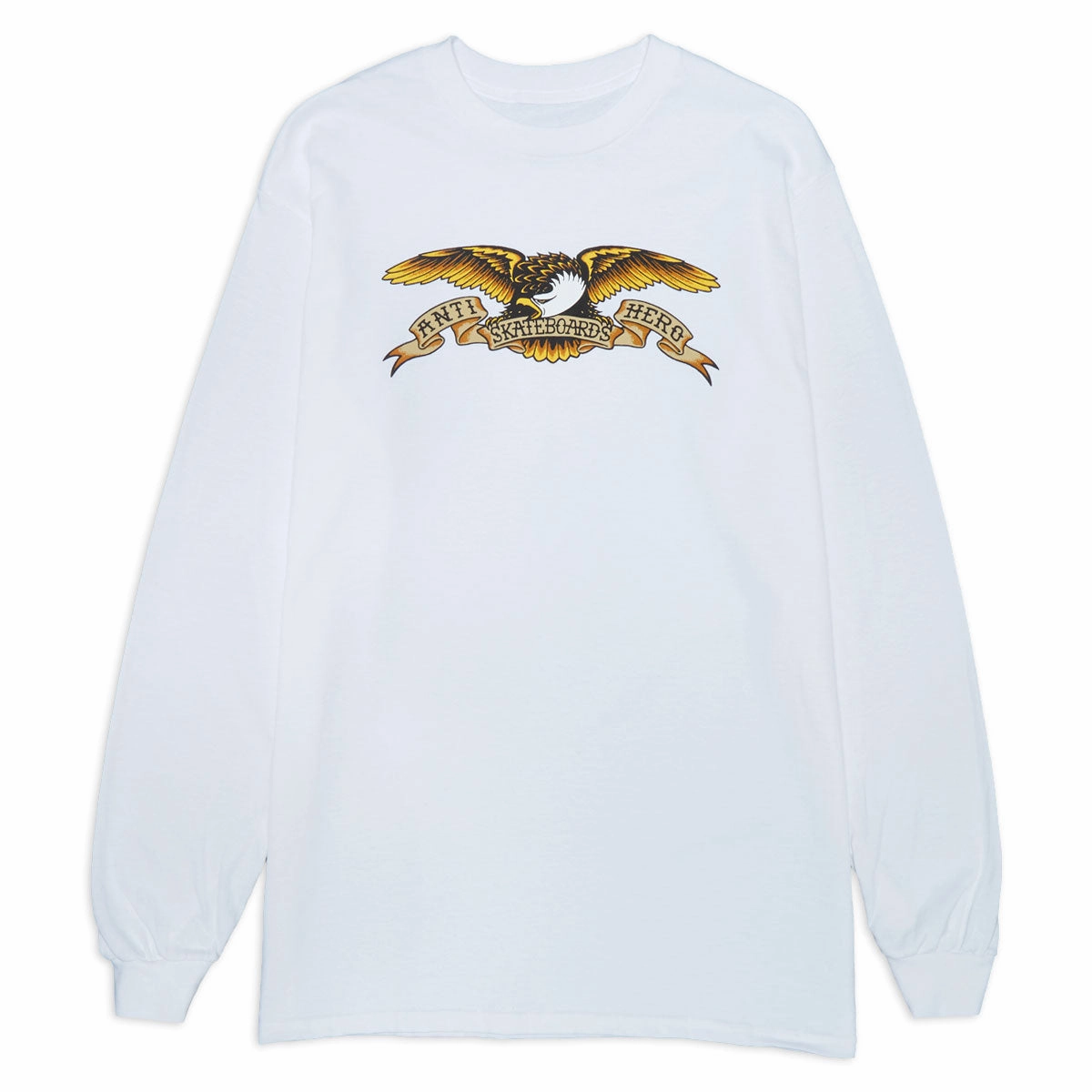 Anti-Hero Eagle Long Sleeve T-Shirt - White/Black Multi Lace trim Yarn Dyed Fabric