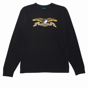 Anti-Hero Eagle Sweatshirt - Black/Black Multi Color Print Breathable knit Brushed Interior Texture