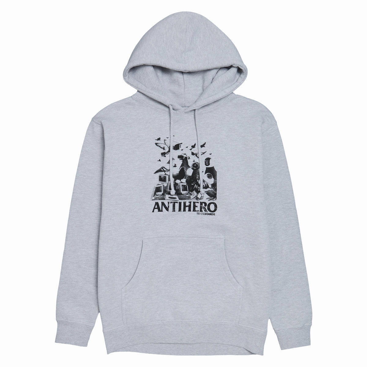 Men's Anti-Hero Pigeon Intelligence Hoodie - Grey Heather/Black