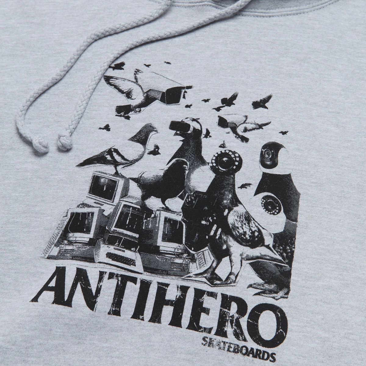 Dragonfly like DIY wear Anti-Hero Pigeon Intelligence Hoodie - Grey Heather/Black