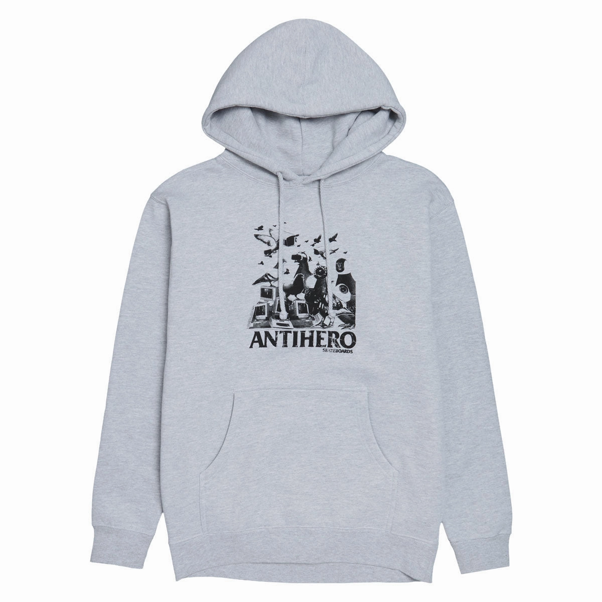 Stylish Accessory Anti-Hero Pigeon Intelligence Hoodie - Grey Heather/Black