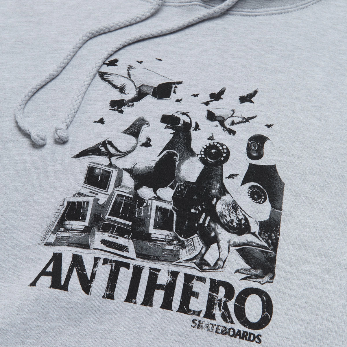Sweat Resistant Interior Anti-Hero Pigeon Intelligence Hoodie - Grey Heather/Black