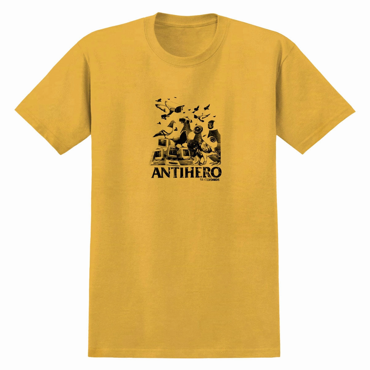 Trendy Wear Anti-Hero Pigeon Intelligence T-Shirt - Heather Mustard/Black