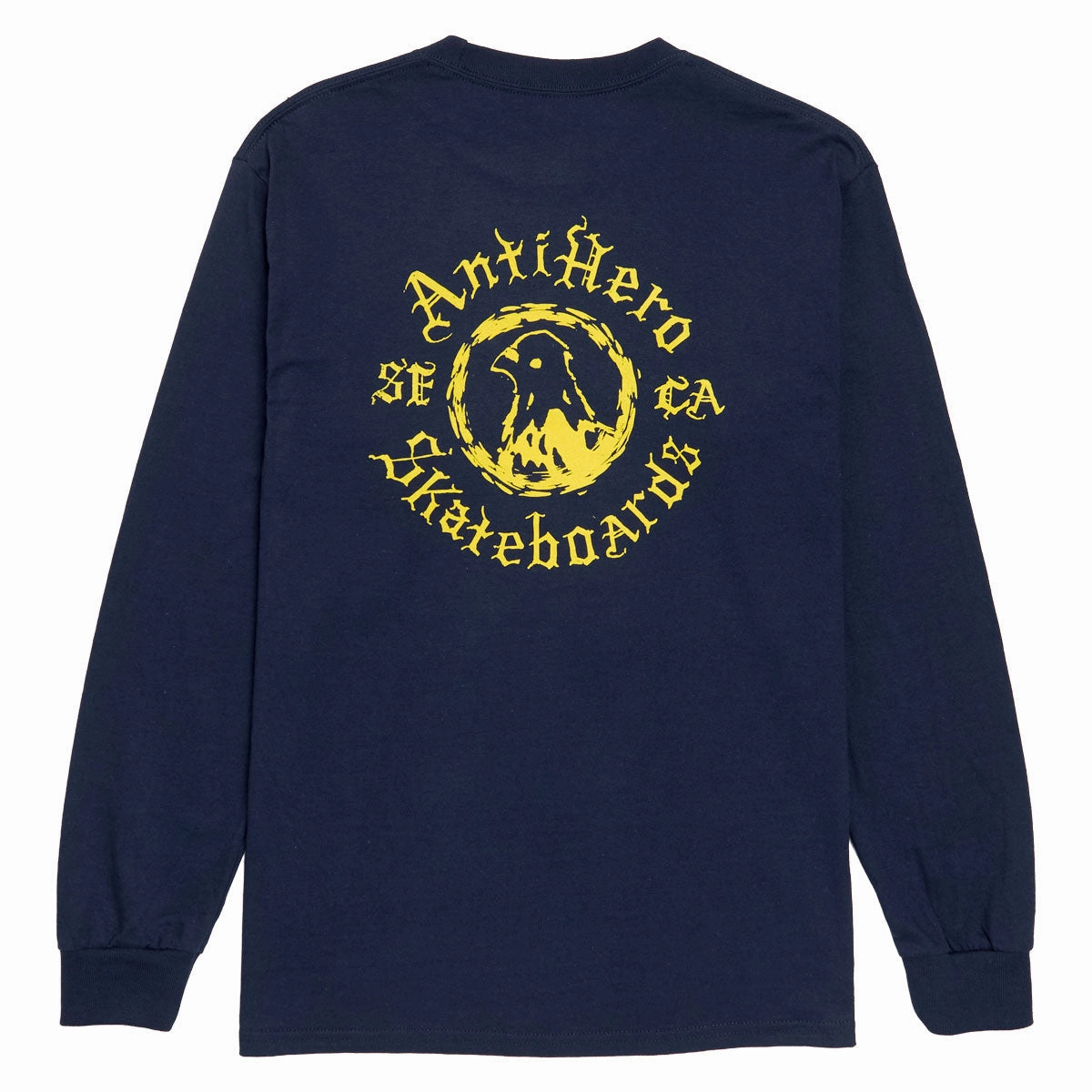 Anti-Hero Pigeon Motion Long Sleeve Pocket T-Shirt - Navy/Yellow Essential Style Wear