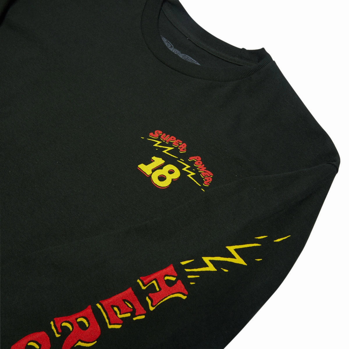 Stylish Details Summer Casual Anti-Hero Superpower18 Long Sleeve T-Shirt - Forest/Yellow/Red Prints