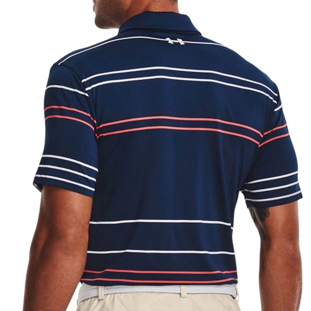 Heathered Texture Under Armour Playoff Polo Shirt 2.0 - Academy Navy/Rush Red