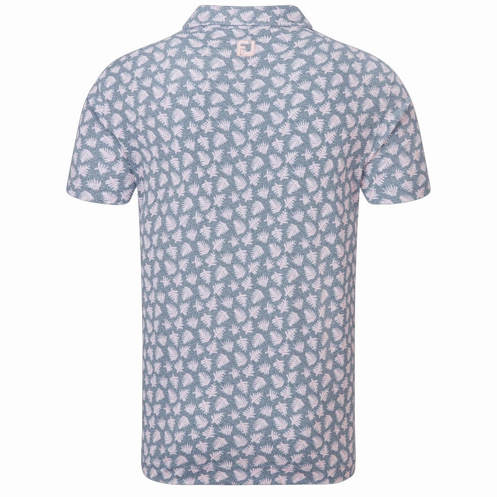 FootJoy Shadow Palm Print Pique Polo Shirt - Graphite/Quartz Pink Wedding