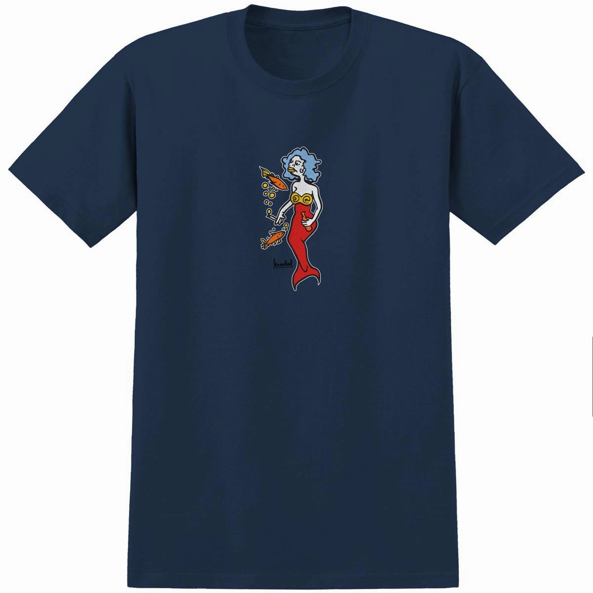 Stone Wash Process Krooked Mermaid T-Shirt - True Navy