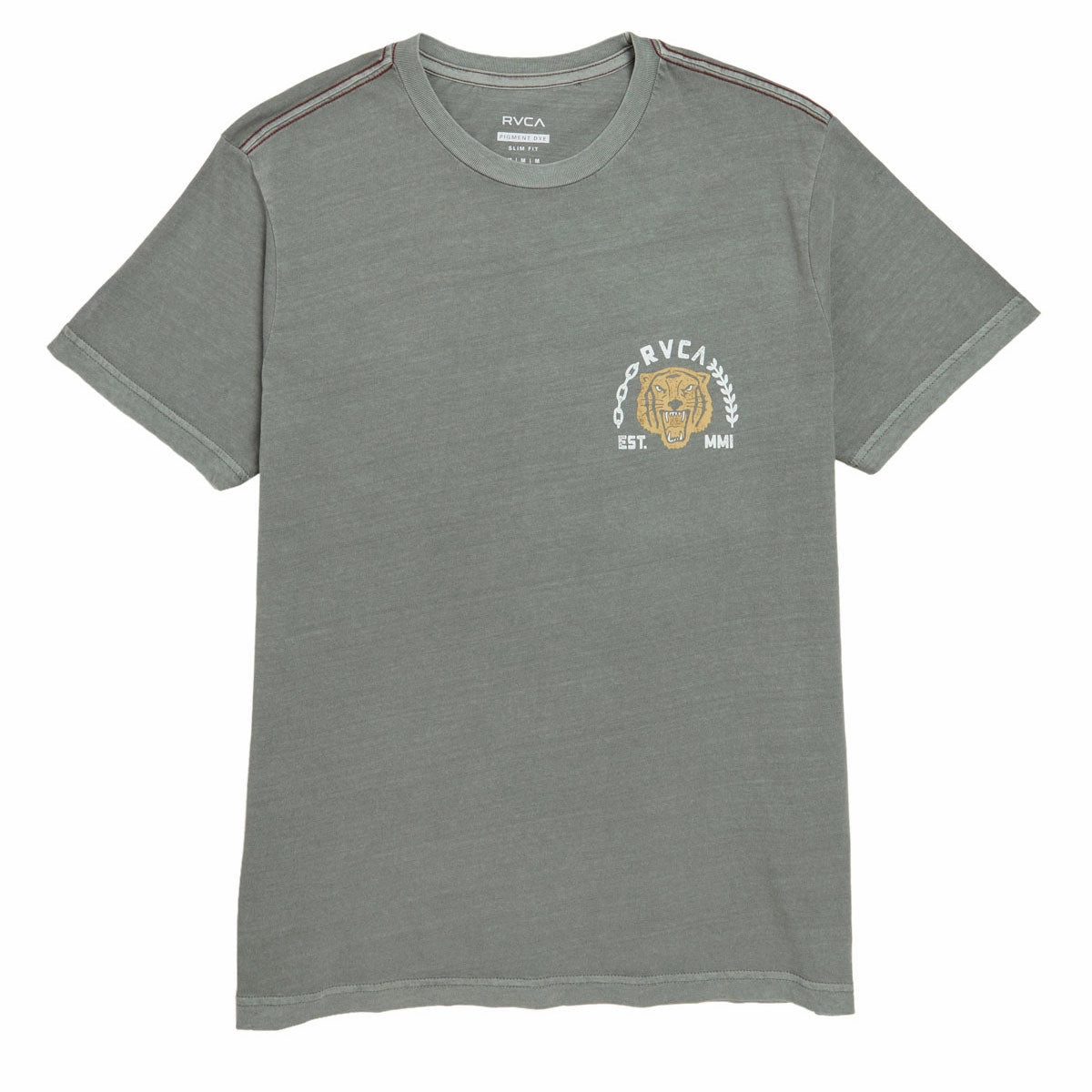 RVCA Squadron T-Shirt - Sage Leaf TearResistant Fabric Crew Neck Design