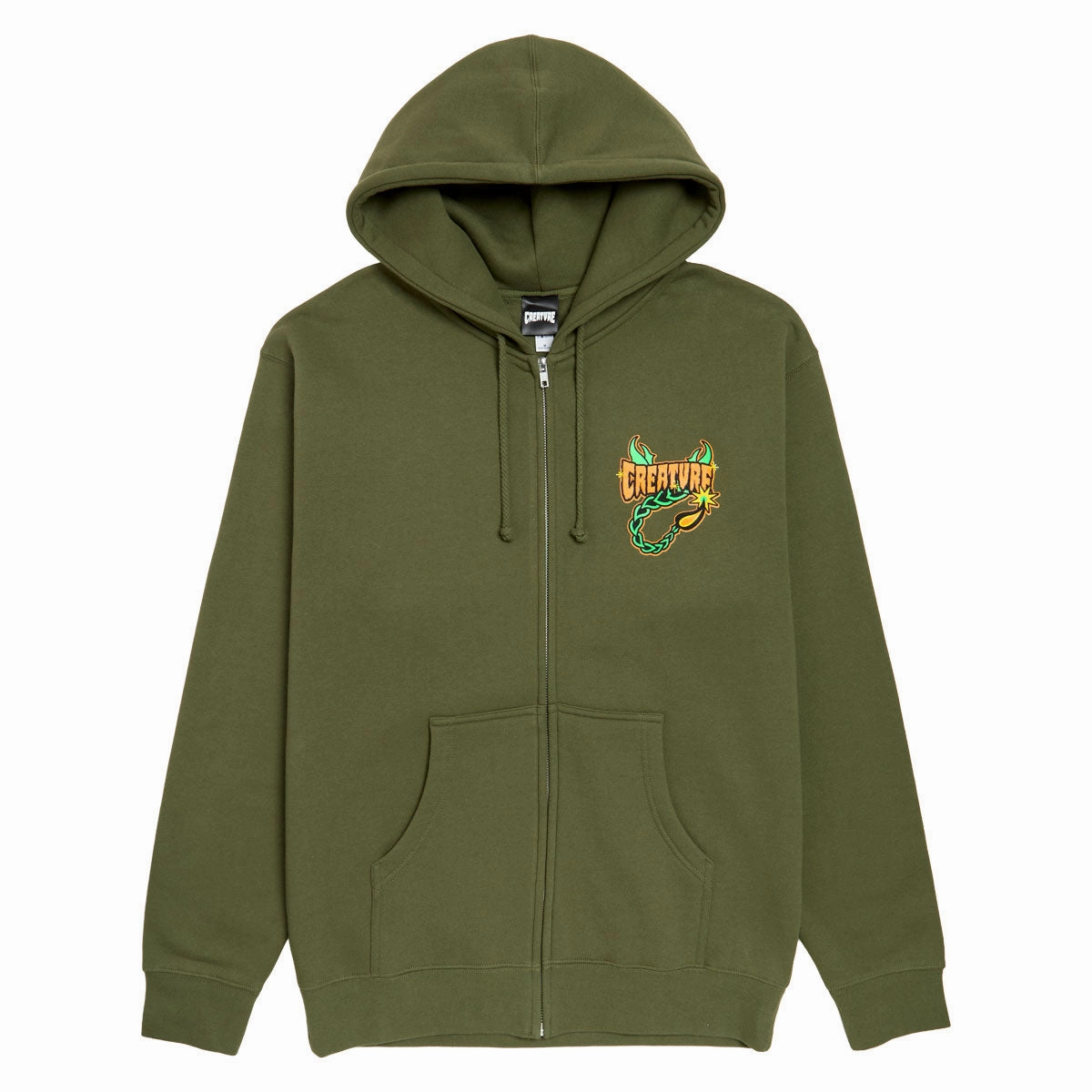 Creature Deadly Sands Zip Up Hoodie - Army snow holiday Skating wear