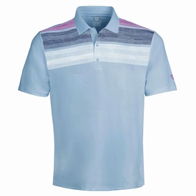 Island Green Matrix Print Polo Shirt - Sky/White/Navy Low carbon footprint