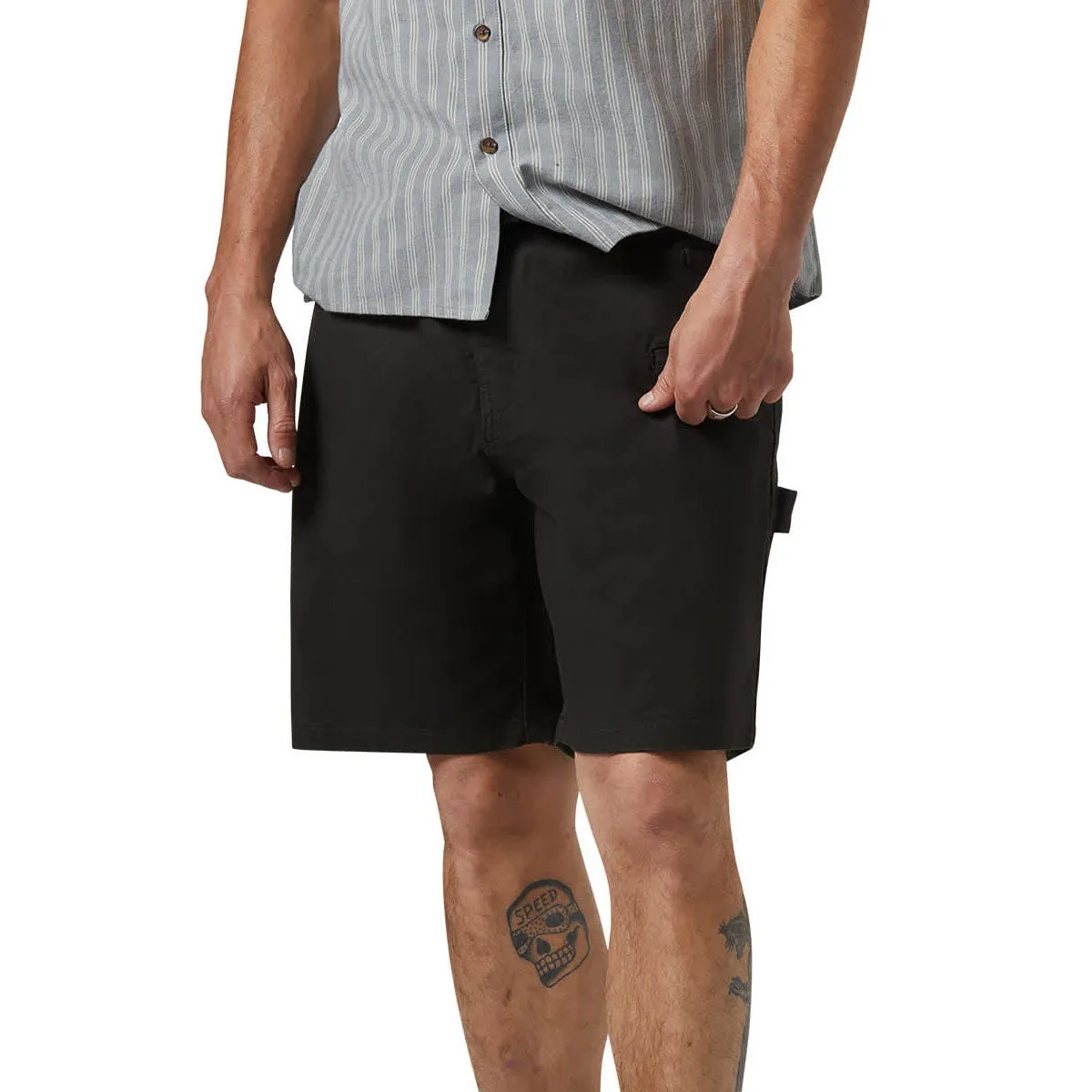 Brixton Builders Carpenter Baggy Shorts - Washed Black Layered Protection System