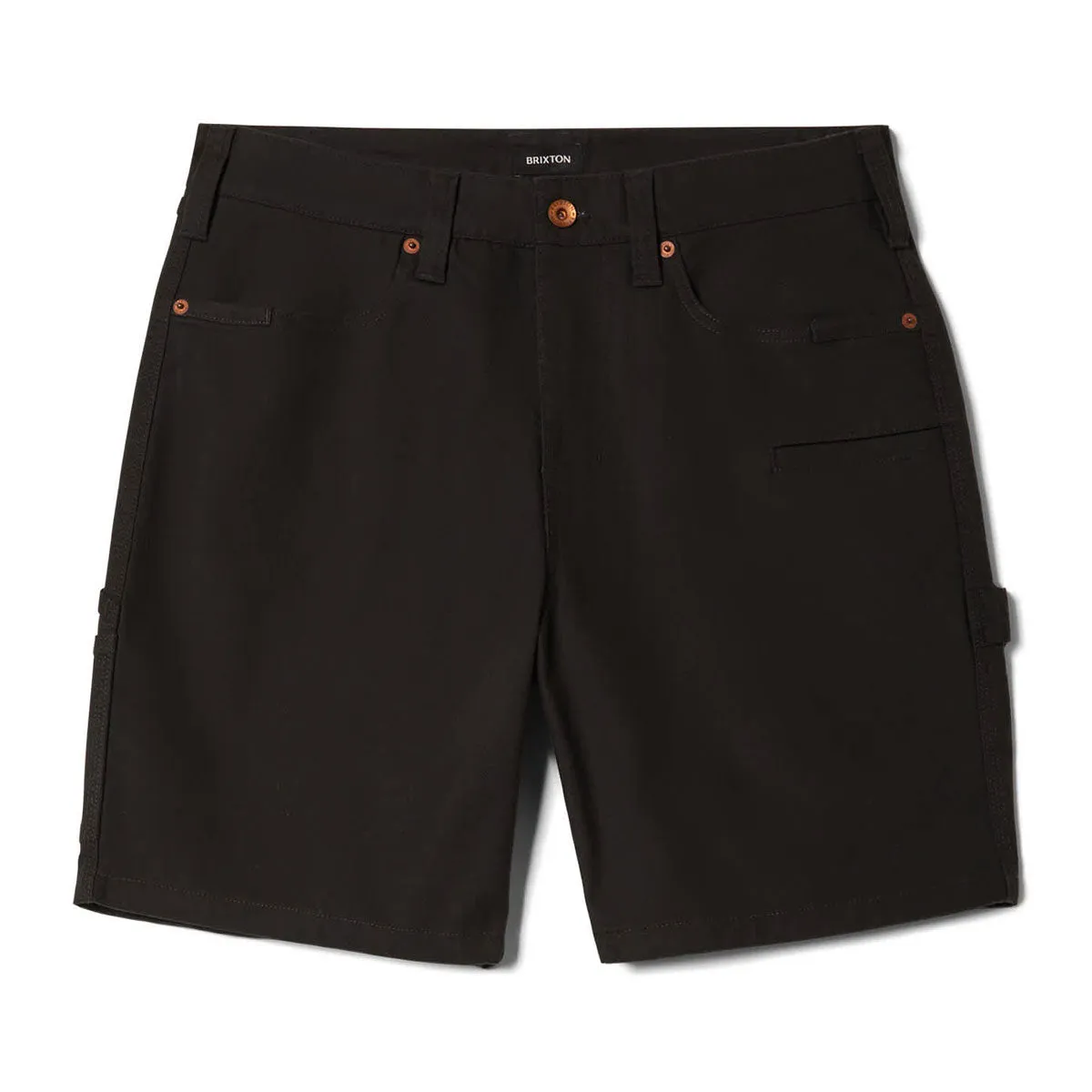 Brixton Builders Carpenter Baggy Shorts - Washed Black No Frills Fit Stay Dry