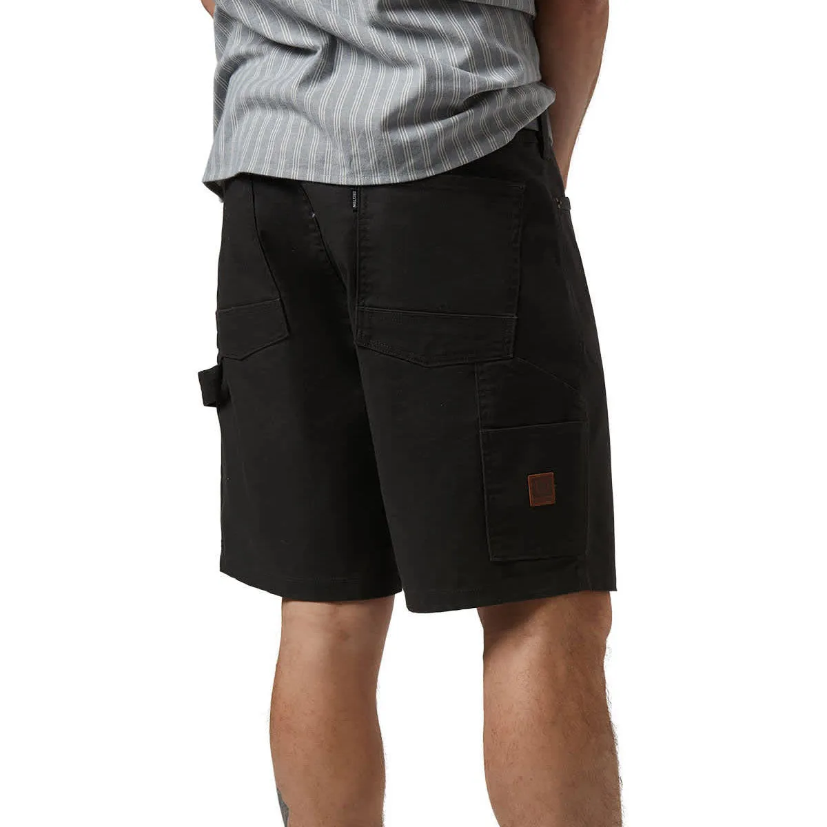 Brixton Builders Carpenter Baggy Shorts - Washed Black Modern Cut