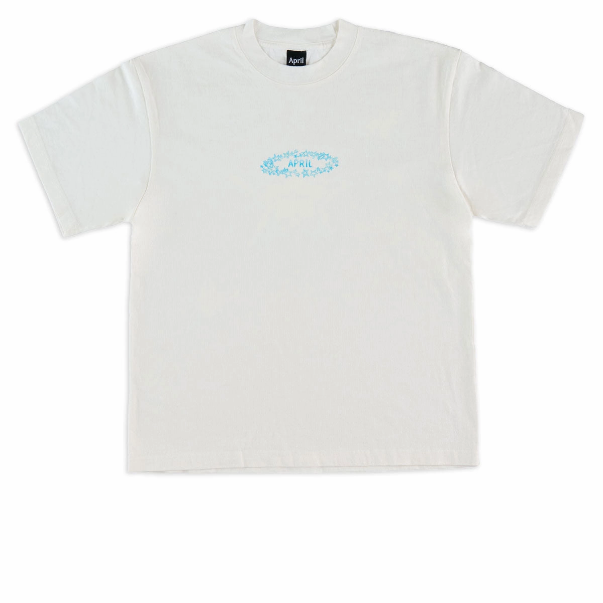 April Stars T-Shirt - White Raw Hem Finish