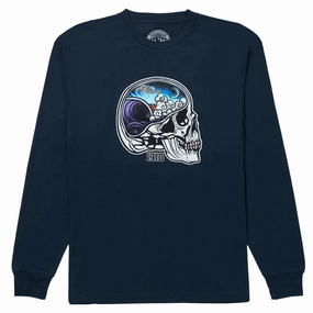 1910 In Your Head Night Long Sleeve T-Shirt - Navy Pre Shrunk Cotton Thermal Regulation Layer