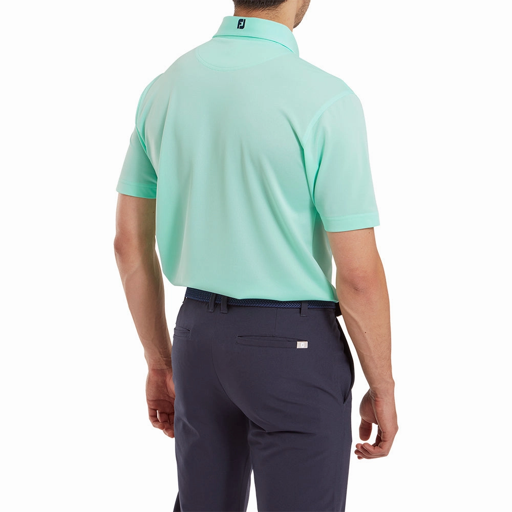 FootJoy Stretch Pique Solid Polo Shirt - Sea Glass polo neck