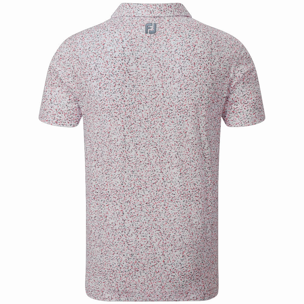 FootJoy Granite Print Lisle Polo Shirt - White/Quartz Pink Cozy And Stylish