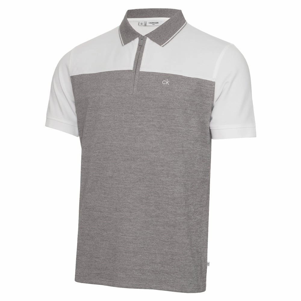 Calvin Klein Morris Polo Shirt - Grey Marl/White DropShoulderDesign