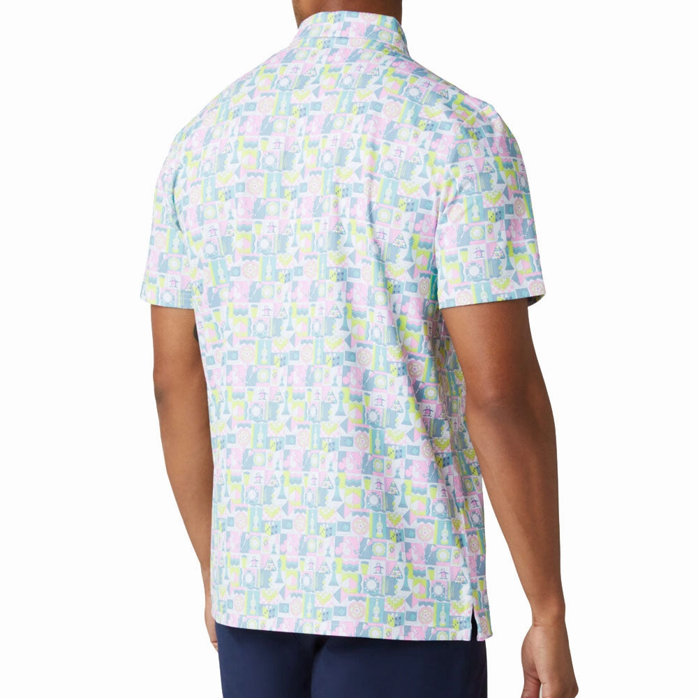 LayeredSleeveConstruction Original Penguin Pete's Game Grid Print Polo Shirt - Bright White
