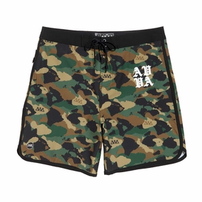 AVVA Ku Camo 19 Boardshorts - Olive Corduroy texture