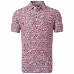 FootJoy Confetti Print Polo Shirt - Racing Red ComfortFirst