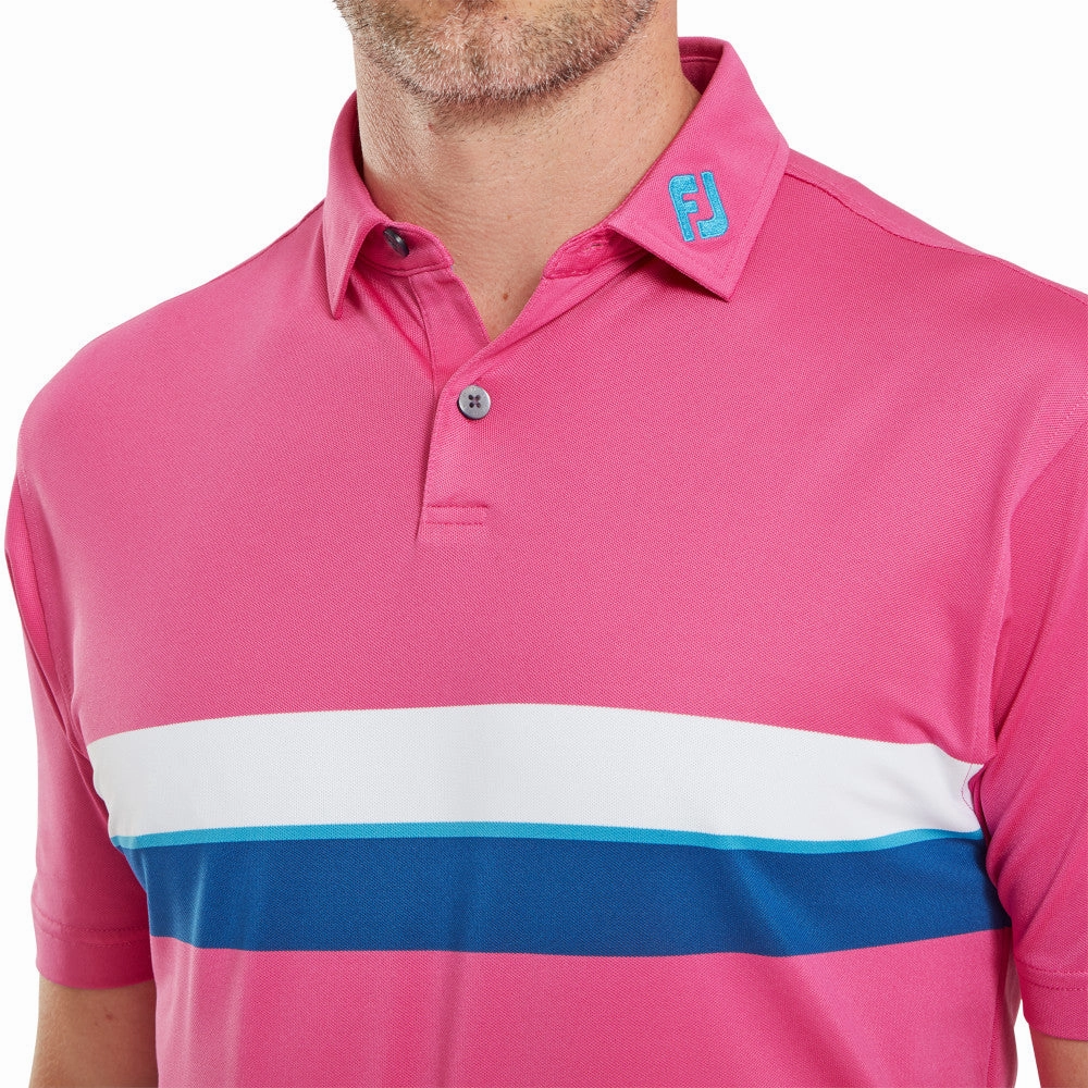 FootJoy Double Chest Band Pique Polo Shirt - Berry Layering Essential Modern and Soft